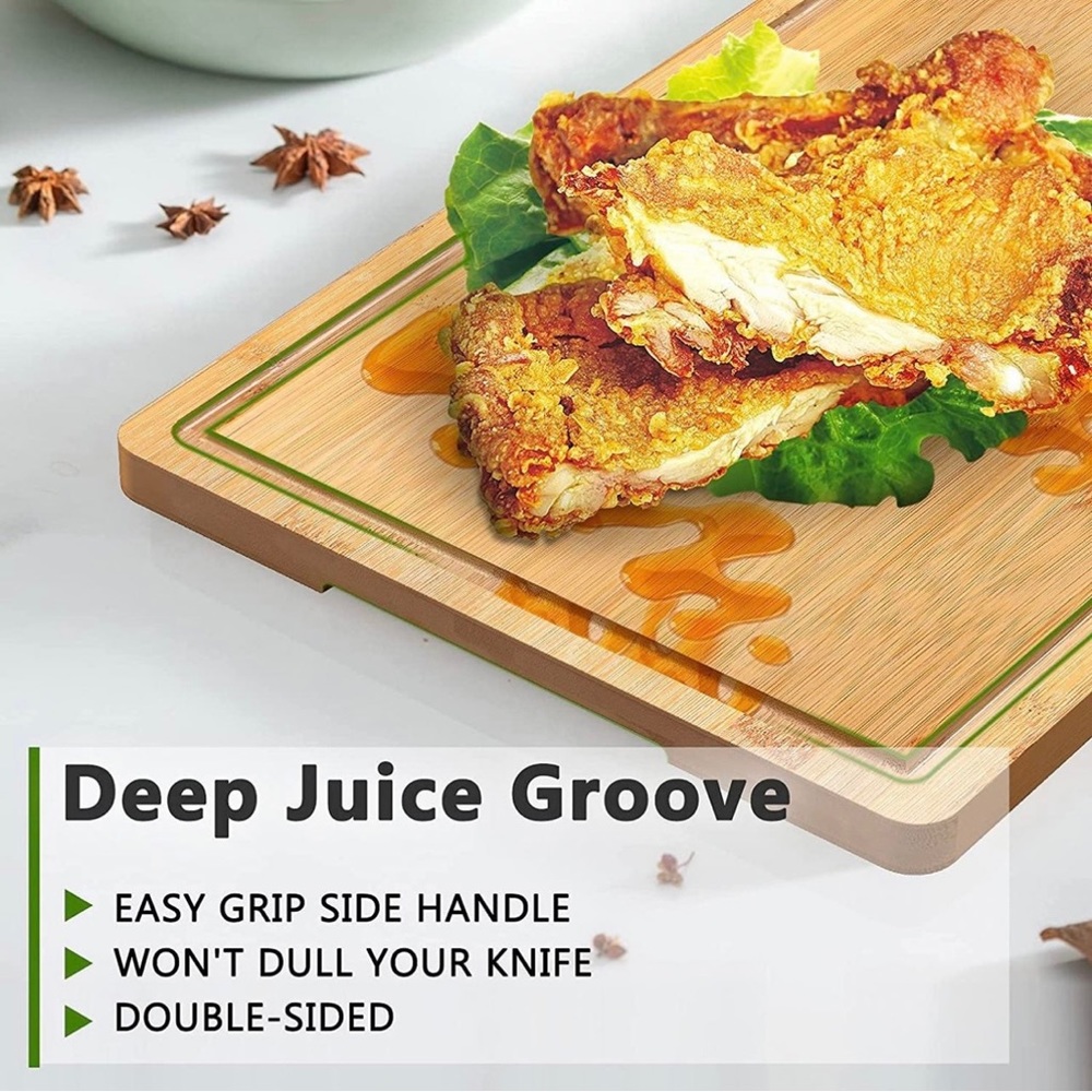Bamboo Cutting Board Handle Juice Groove - Picture 4 of 10